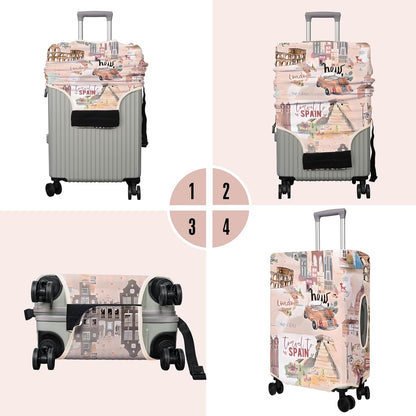 Travel Luggage Cover Suitcase Protector Fits 18-32 Inch Wheel Covers PatternedTravel Related Items Flower Luggage Protector Elastic M