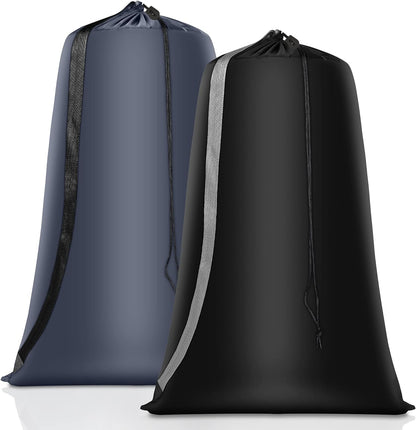 Heavy Duty Laundry Bag 2 Pack XL Nylon Laundry Bags with Straps, Washable Large Dirty Clothes Organizer with Drawstring Closure, Travel Washing Bag Fit a Laundry Hamper or Basket