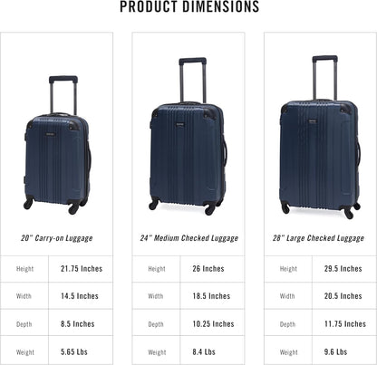 Kenneth Cole REACTION Out of Bounds Lightweight Hardshell 4-Wheel Spinner Luggage, Naval, 24-Inch Checked