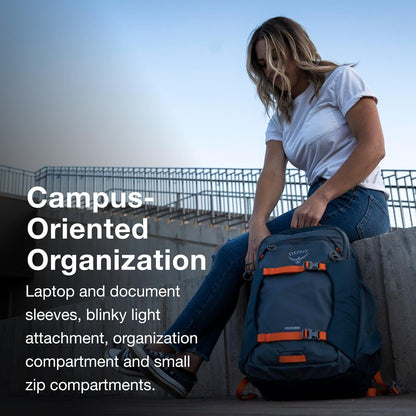 Osprey Proxima 30L Campus Laptop Backpack - Organized Everyday Pack with Dedicated Tech Storage, Water Bottle Pockets, and Comfortable Carry - Perfect for School, Commutie, and Travel, Black/Coal Grey