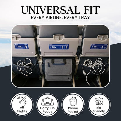 SO~MINE Airplane Pocket Organizer | Tray Table Cover | In Flight Seat Back Organizer Bag | Commuter Essential Travel Bag | Media Pouch For Flying | Travel Gift | Attaches To Luggage