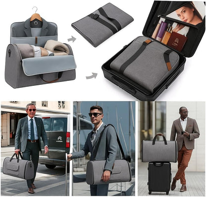 Convertible Garment Bag for Travel – 2 in 1 Carry On Duffel Suit Bag with Shoulder Strap – Hanging Weekender Suitcase for Men & Women, Ideal for Business & Overnight Trips