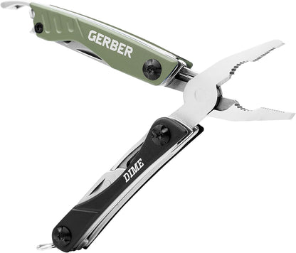 Gerber Gear Dime 12-in-1 Mini EDC Multitool - Needle Nose Pliers, Pocket Knife, Keychain, Bottle Opener - EDC Gear and Equipment - Green