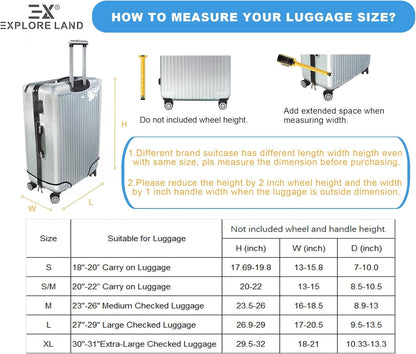 Explore Land Clear Luggage Cover Tough Protector Fits for 18-20 Inches Suitcase for Travel Airplane (PVC Gray, S)