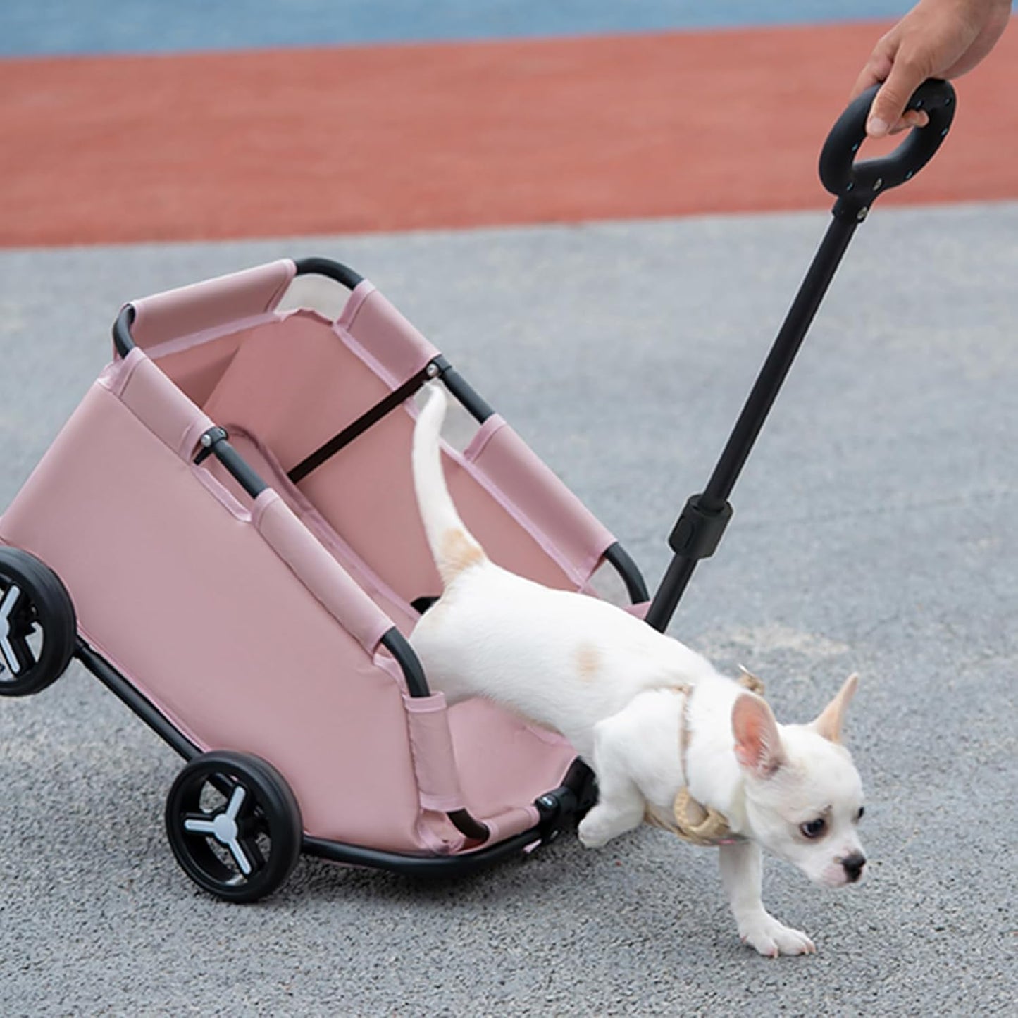 Dog Stroller 4 Wheels Folding Dog Cart Pet Stroller for Travelling Shopping Walking Playing for Small Dogs Cats (Plaid Green)