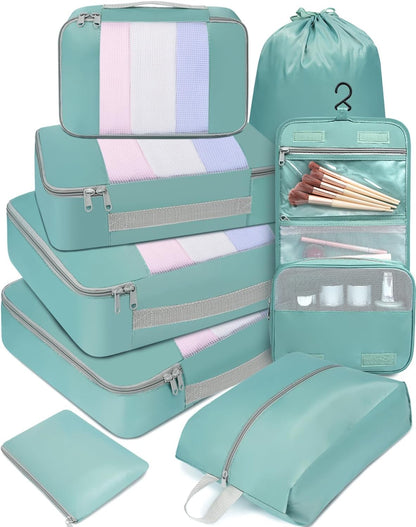 BAGAIL 6 Set/8 Set/10 Set Packing Cubes Various Sizes Packing Organizer for Travel Accessories Luggage Carry On Suitcase