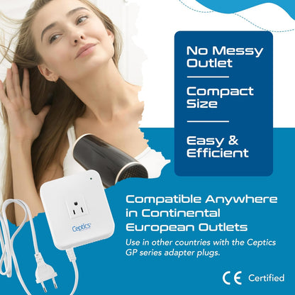 Ceptics 200 Watt Step Down Voltage Converter – Converts 220V/240V to 110V/120V – Ideal for Hair Straighteners, Laptops, and Chargers – CE Certified Travel Voltage Converter