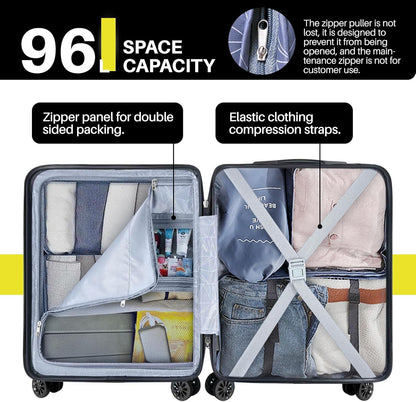 AnyZip Suitcase Hardside PC ABS Lightweight USB Luggage with Wheels TSA Lock Checked-Large 28 Inch Yellow