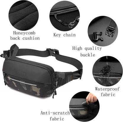 Crossbody Fanny Pack Belt Bag for Women & Men with Multi-Pockets, Waterproof Sling Bag for Travel, Running, Hiking, Cycling, Fashion Waist Bag Fits All Phones, Perfect Running Bag