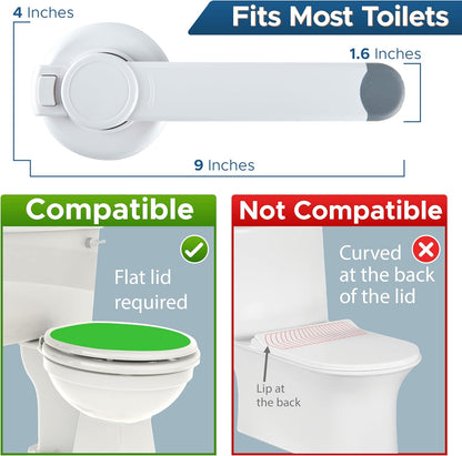 Baby Toilet Lock by Wappa Baby - 9"L x 4"W - Ideal Baby Proof Toilet Lid Lock - No Tools Needed Easy Installation with 3M Adhesive - Top Safety Toilet Seat Lock - Fits Most Toilets - White (1 Pack)