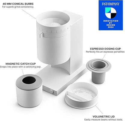 Fellow Opus Conical Burr Coffee Grinder - Espresso Grinder with 41 Settings for Espresso, Drip, French Press, & Cold Brew - Matte White