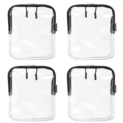 BORSALI Quart Size Bag TSA-Approved for Carry On Travel - One (1) Quart Clear Toiletires, Cosmetic and 3-1-1 Liquids Toiletry Bag - 4 Pack