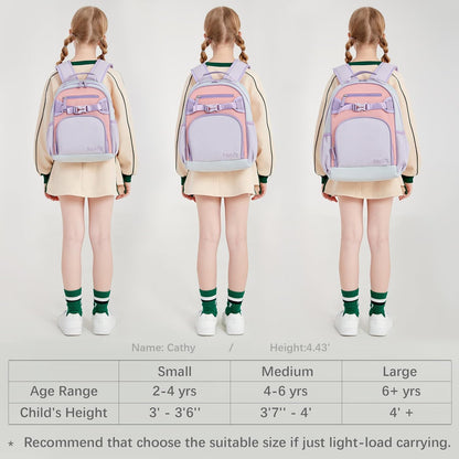 Lightweight Cute Kids Backpack for School Kindergarten Elementary Backpacks for Gilrs ages 6-8-10 (Purple Pink)