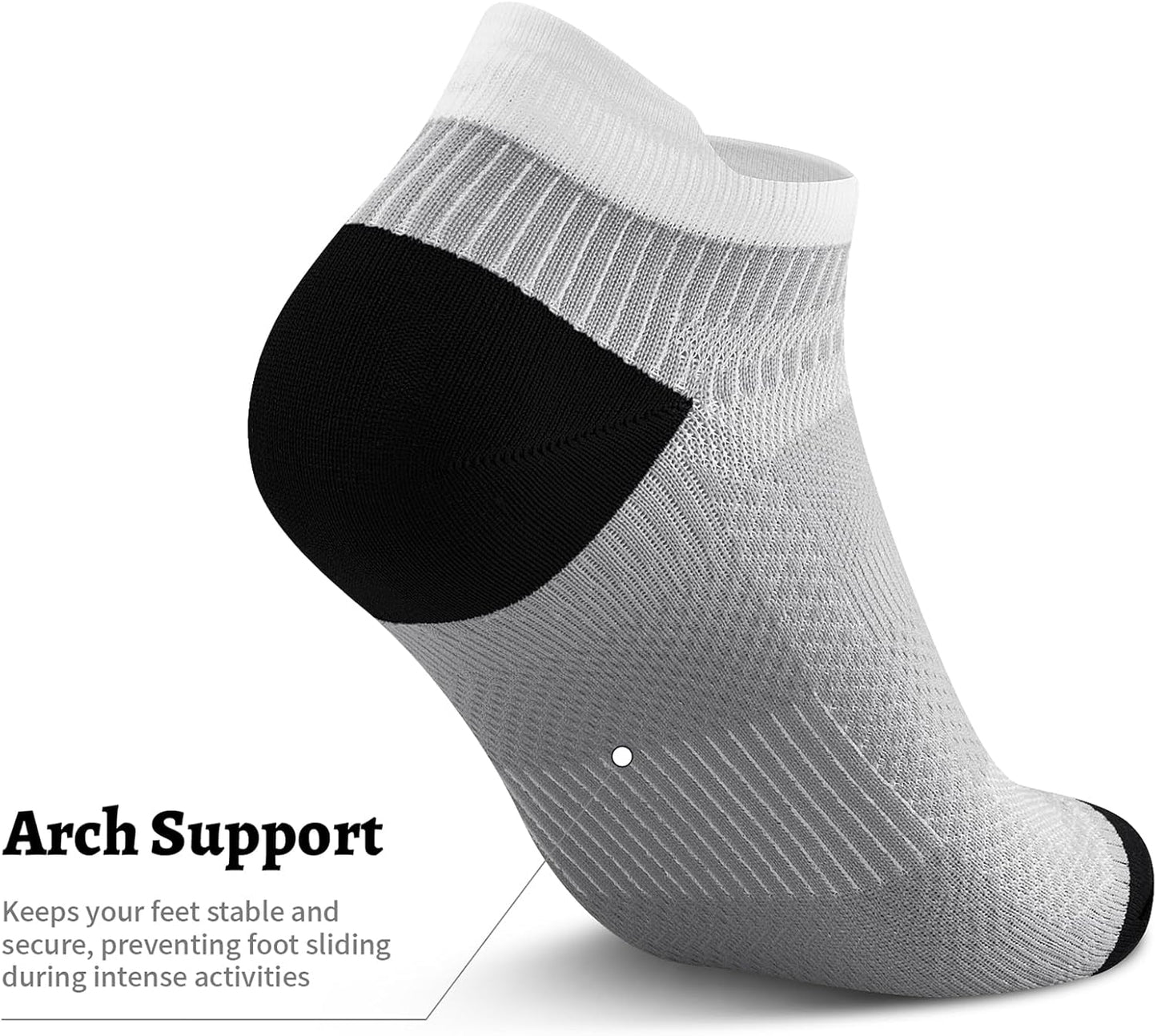 PAPLUS Ankle Compression Sock for Men and Women 2/4/6 Pairs, Low Cut Compression Running Sock with Ankle Support