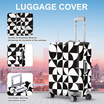 ANNA QUEEN Geometric Minimalist Luggage Cover, Suitcase Protector with Modern Abstract Pattern, Stretchable, Washable Travel Cover for 32-34 Inch Luggage