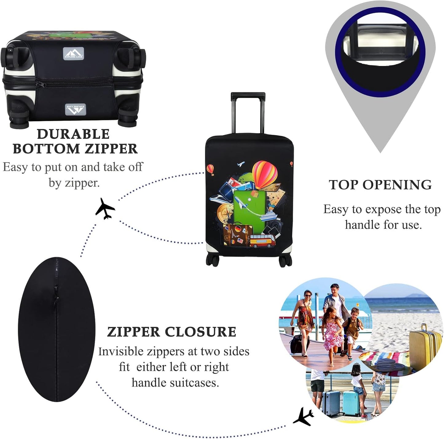 Explore Land Luggage Cover Suitcase Protector Fits 31-32 Inch Case (Travel, XL)