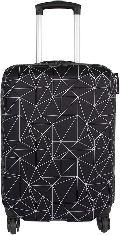 Explore Land Travel Luggage Cover Suitcase Protector Fits 23-26 Inch Case (Black Polygonal, M)