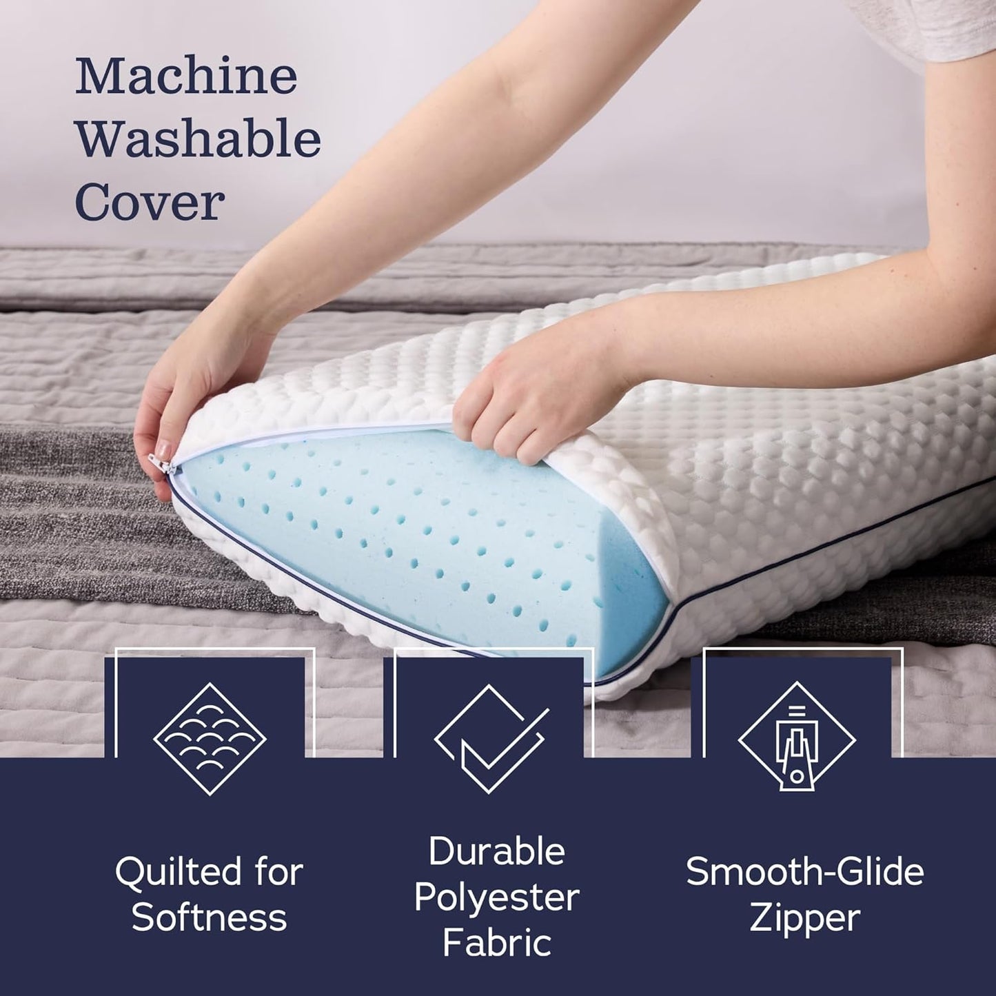 WEEKENDER Gel Memory Foam Pillow - Queen Size - 2-Pack - Medium Plush Feel - Neck & Shoulder Support - For Back, Side, & Stomach Sleepers - Home, Hotel, & Hospital Essentials