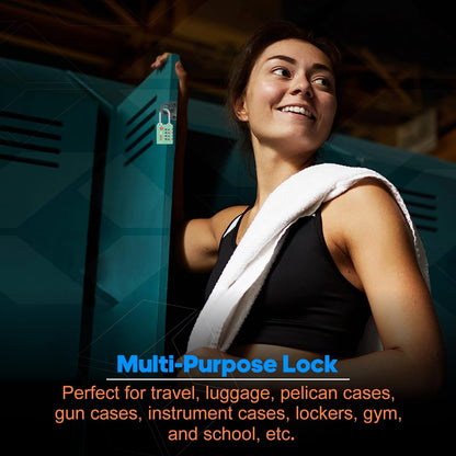 Forge Dual-Opening: Key or Combination Access Lock, TSA Approved Locks for Luggage, Pelican case, Travel, Gym, School, Stainless Steel Shackle. (Green, 4 Pk)