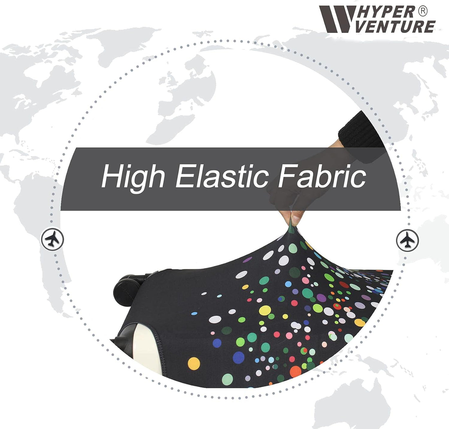 HYPER VENTURE Washable Luggage Cover - Fashion Suitcase Protector Fits 27-30 Inch Luggage (Color Dots, L)