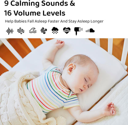 Moonybaby Portable Sound Machine, Baby Sleep Soothe, 9 Soothing Sounds, White Noise, Shush, Sound Therapy and Noise Canceling