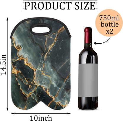Wine Carrier Tote Personalized Bag for 2 Bottles - Neoprene Wine Bottle Holder with Carry Handle, Wine Protective Bag Insulated Bag Beer Cans Water Bottle Holder for Travel Picnic,Style19