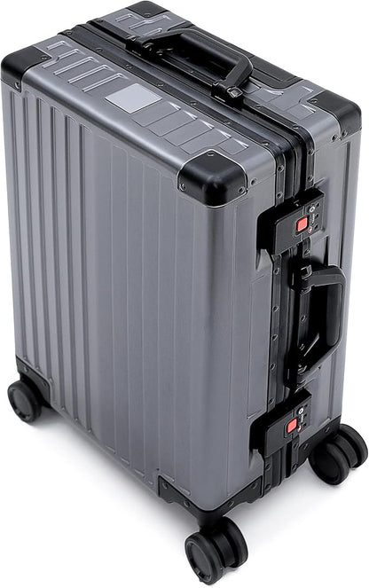 YYW Aluminum Carry-On Luggage Airline Approved Lightweight Suitcase with TSA Lock and Silent Wheels, Hardshell Spinner Business Travel (Gunmetal gray, 20in)