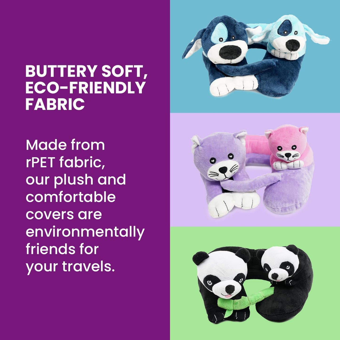 Cabeau Airplane Travel Pillow for Kids – Evolution Kids – Neck Support for Sleeping on Airplanes, Trains, and Cars – Cute, Cozy, and Cuddly Animal Pal for On-The-Go Journeys (Puppies)