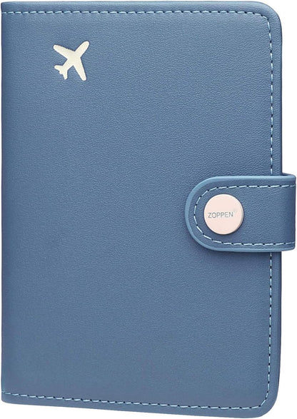 ZOPPEN Passport Holder Women, Passport Cover Travel Wallet Rfid Blocking Passport Wallet Cover Case Travel Essentials Document Organizer, Denim Blue