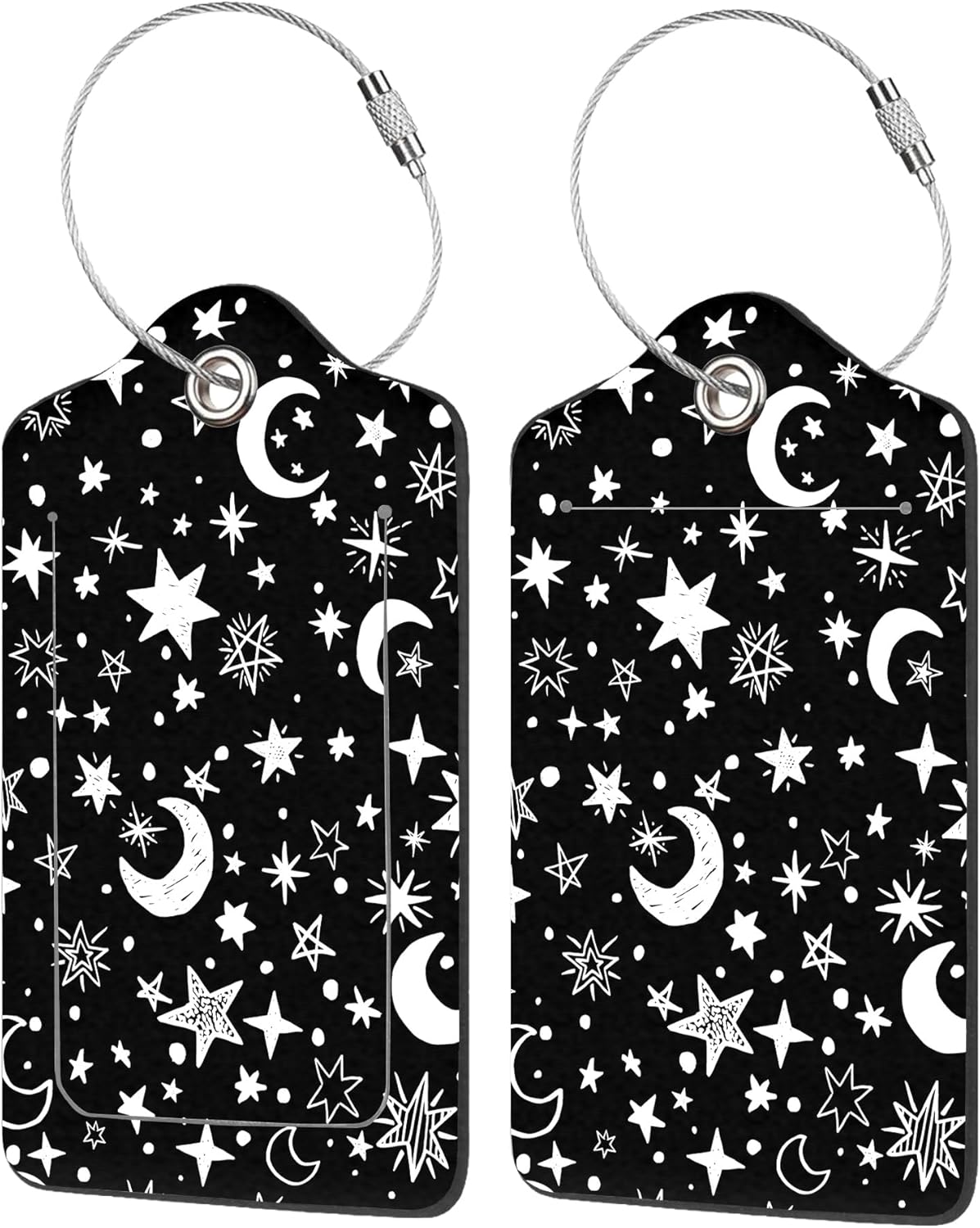 Luggage Tags for Suitcase,2 Pack Stars and Moons Luggage Tag with Privacy Flap,Name ID Label and Metal Loop for Women Men Girls Baggage Bag Backpack Instrument