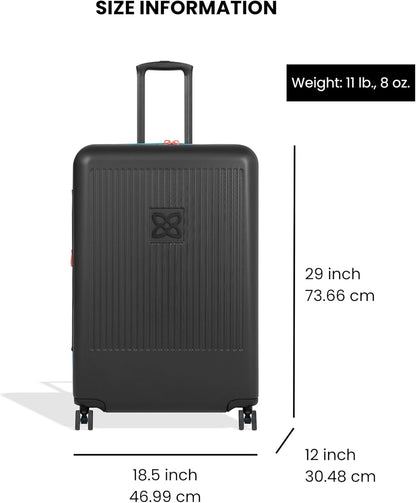 Sherpani Meridian, 29 Inch Travel Hardside Luggage, Durable Hardshell Luggage, Expandable Suitcase with 4 Double Spinner Wheels, Checked Luggage for Women (Chromatic)