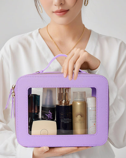 Clear Makeup Bag Small, TSA Approved Portable Toiletry Bag with Zipper Cosmetic Travel Bag Makeup Organizer Case Mini Makeup Pouch for Purse Car Organizer Bag for Women Men
