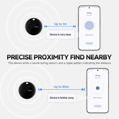 MiLi MiTag Bluetooth Tracker for Android, Google Certified Key Finder/Luggage Tracker/Item Locator, Smart Tracking Tag for Google Find My Device (Find Hub) App, 1 Pack
