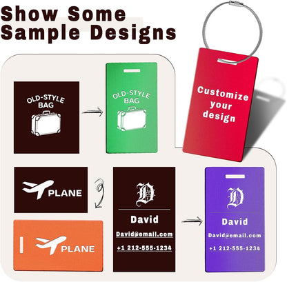 4PCS Personalized Luggage Tags for Travel Durable Aluminium Luggage Tags for Suitcases Custom Bag Tags for Backpacks Heavy Duty Personalized Name Tags for Birthday Gifts (Small,Yellow)