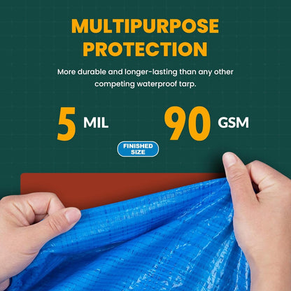 Large Waterproof Tarp - Heavy Duty 5 Mil Thick Poly Tarpaulin Ideal for Canopy Tents, Boats, RV or Pool Covers - Multipurpose Protective Tarps with Grommets for Indoor and Outdoor Use | 24' x 50'