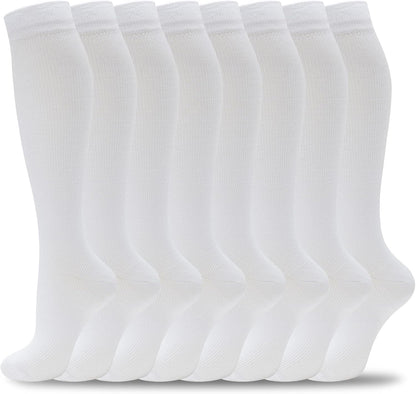 Compression Socks for Women Men Circulation Knee High 8 Pairs for Nurses, Running, Travel, Athletic