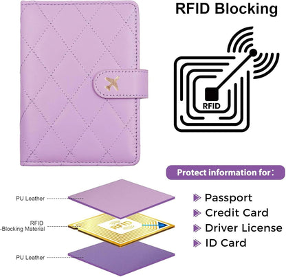 Melsbrinna Premium Leather Passport Holder Covers Case, Waterproof Rfid Blocking Travel Wallet Passport Holder with Pen Holder, Cute Passport Book for Women/Men
