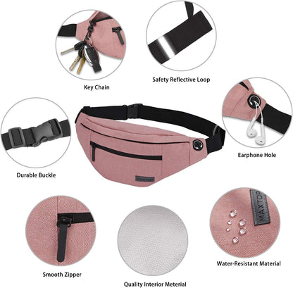 MAXTOP Large Crossbody Fanny Pack with 4-Zipper Pockets,Gifts for Enjoy Sports Festival Workout Traveling Running Casual Hands-Free Wallets Waist Pack Phone Bag Carrying All Phones