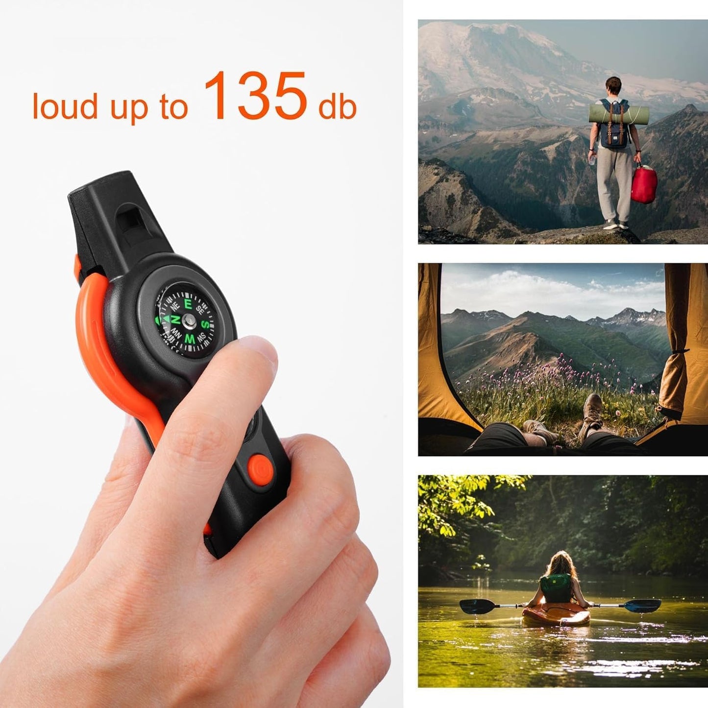 Emergency Survival Function Whistle, Outdoor Multifunctional Tool Safety Whistle with Lanyard, Ideal for Kayaking, Boating, Hiking, Camping, Climbing, Hunting, Fishing, Rescue Signaling
