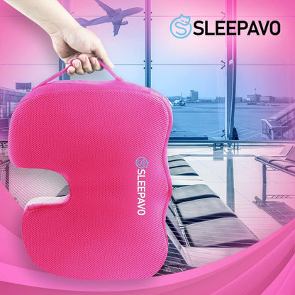 Sleepavo Office Chair Cushion - Seat Cushion for Tailbone Pain Relief - Butt Pillow for Coccyx, Sciatica, and Lower Back Pain - Orthopedic Chair Pad for Lumbar Support in Office Desk (Pink)