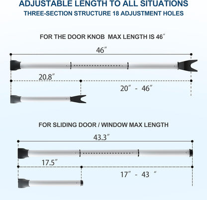 Rerishom Door Security Bar, Door Stoppers Security bar,Heavy Duty Door Lock Security Door Jammer Door Stopper for Apartment, Hotel Room,Screen Door Hardware, 1 Pack
