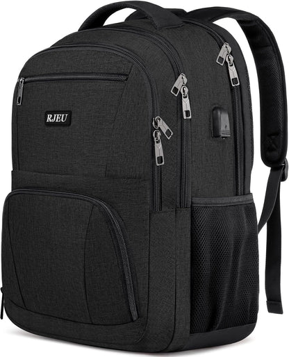 School Backpack for Teen Boys,15.6 Inch Anti Theft Laptop Bookbag with USB Charging Port, Water Resistant College, High School, Ergonomic Straps, Multiple Compartments, Men, Black