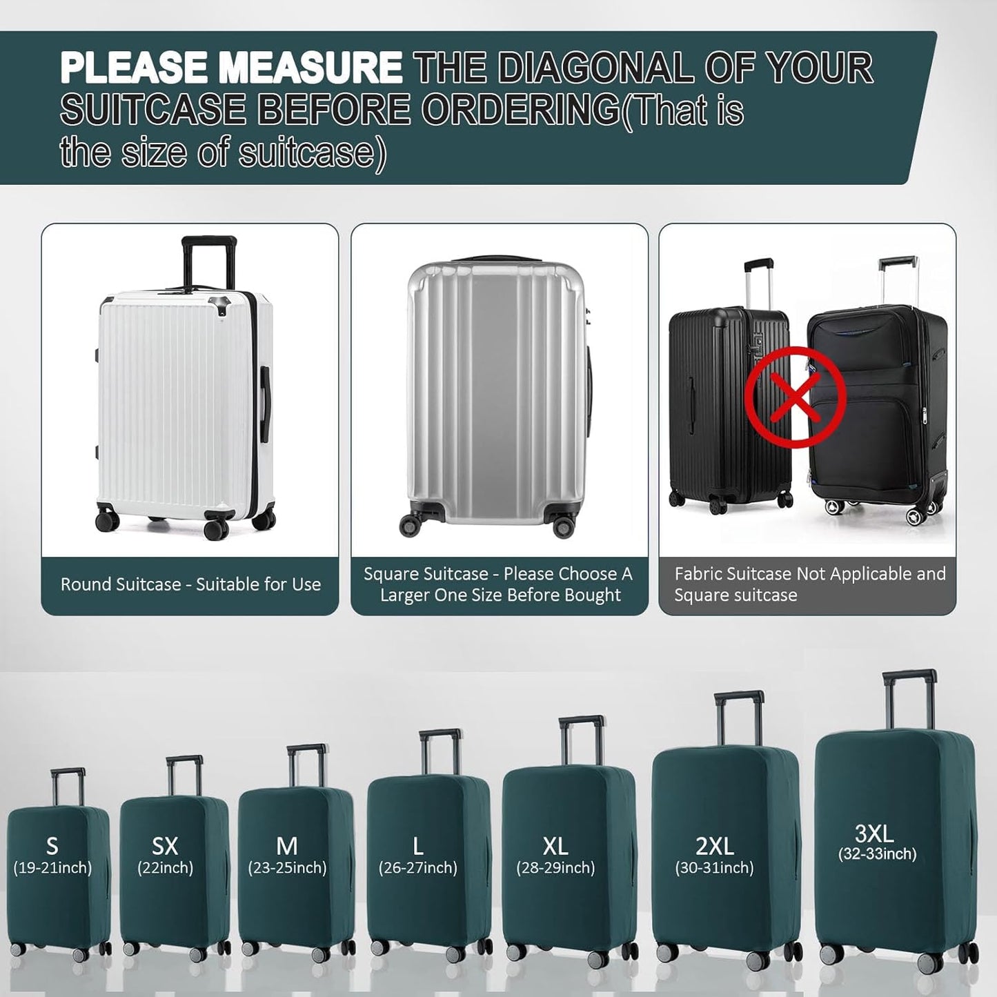 Travel Luggage Cover Suitcase Protector Scratch-Resistant Fit 19-31 Inch Suitcase, Not Included Suitcase (Avocado Green, M(24-25 inch))