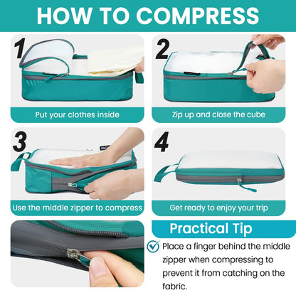BAGAIL 6 Set Ultralight Compression Packing Cubes Packing Organizer for Travel Accessories Luggage Suitcase Backpack