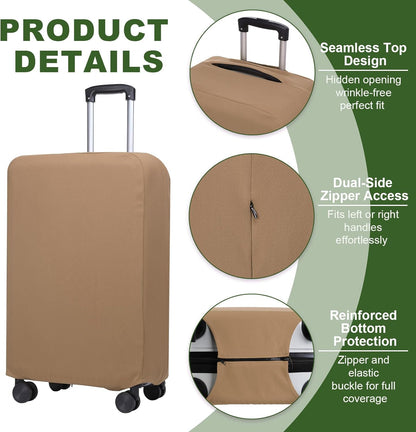 PATIKIL Luggage Cover, Suitcases Covers Elastic Carry on Cover Protector Washable Scratch-Resistant Fits 24-25 Inch Luggage for Travel Business Trips, Khaki