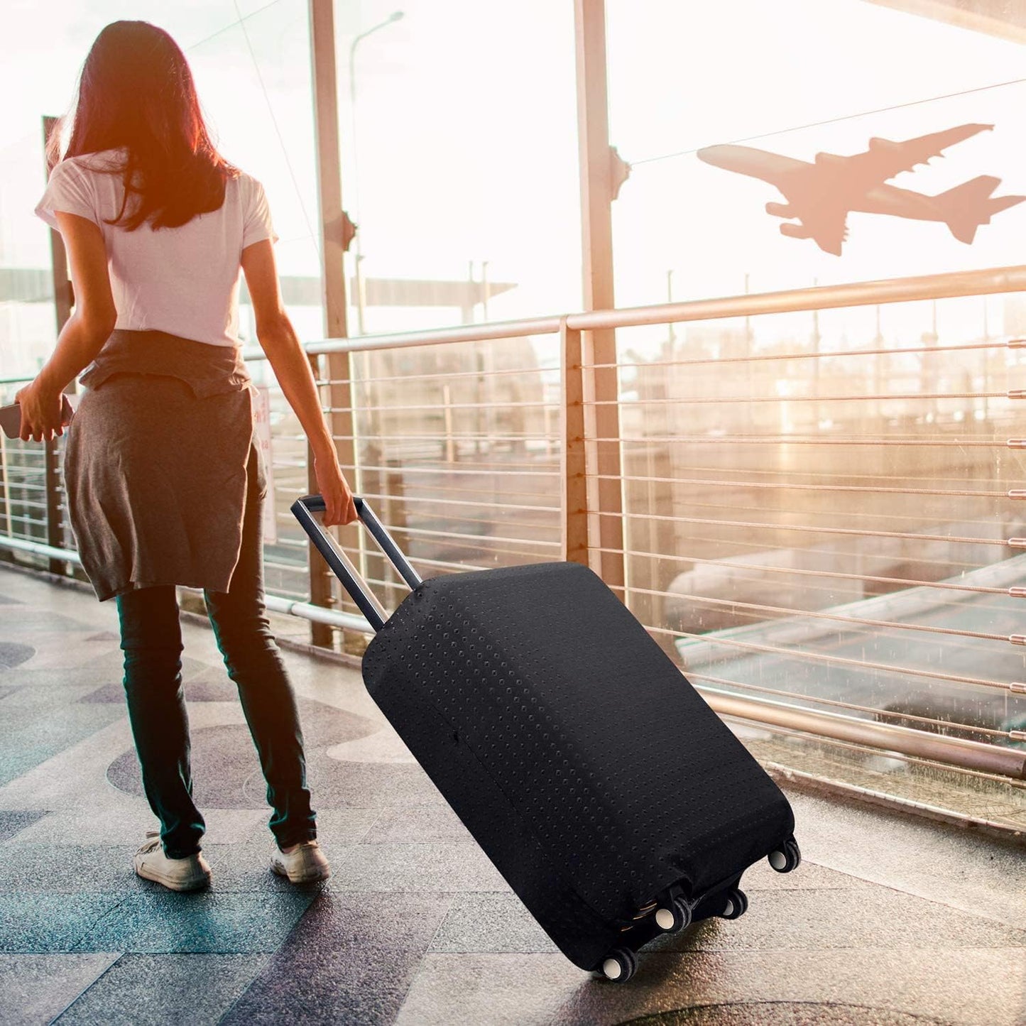 7-Mi Travel Luggage Cover Protector, Washable Suitcase Protector Anti-scratch Spandex Baggage Covers Fits 23-25 Inch Luggage
