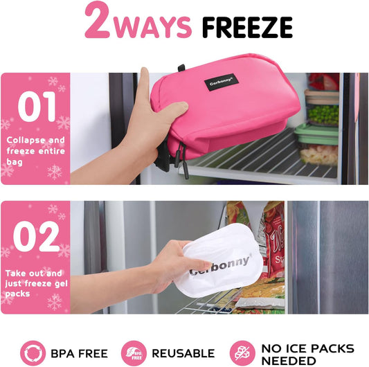 Cerbonny Small Cooler Bag Freezable Lunch Bag for Work School Travel, Leak-proof, Insulated, Suitable for 3+