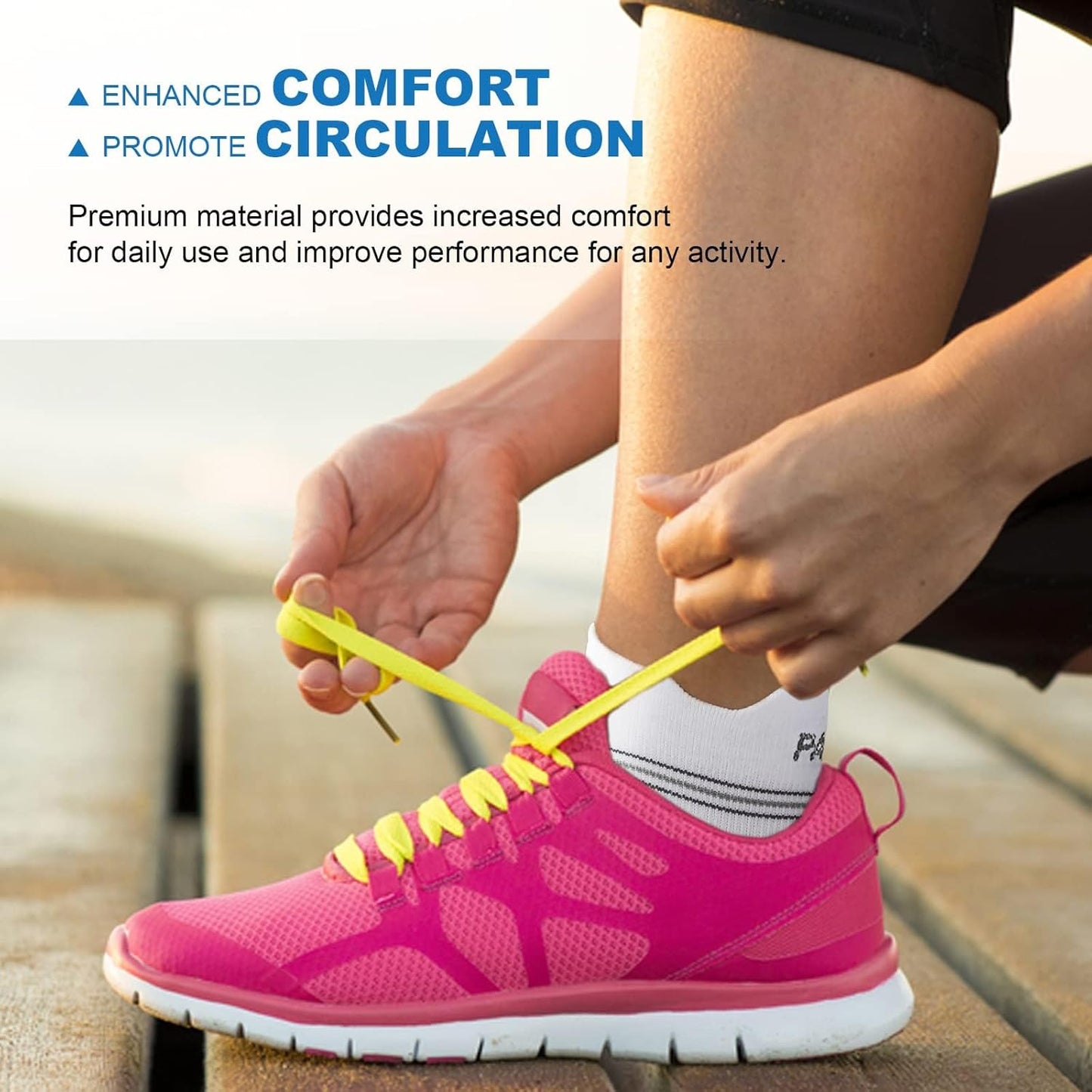 Plantar Fasciitis Sock (6 Pairs) for Men and Women, Compression Foot Sleeves with Arch and Ankle Support (White, Large)