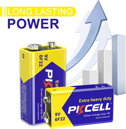 9V 6F22 Batteries High-Power Batteries Long Battery Life 9 Volt Carbon Batteries 3 Years Shelf Life, Leak-Proof 9V Batteries Suitable for Smoke Detectors and Other Electronic Products (24-Counts)