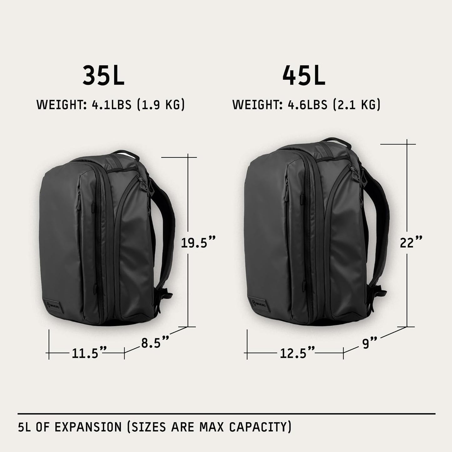 WANDRD TRANSIT Travel Backpack (45L): Large Expandable Carry-On Adventure Bag – Weather-Resistant Travel Backpack with Laptop Sleeve, Dual Side Access & Hidden AirTag Pocket